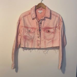 Top shop pink cropped jean jacket